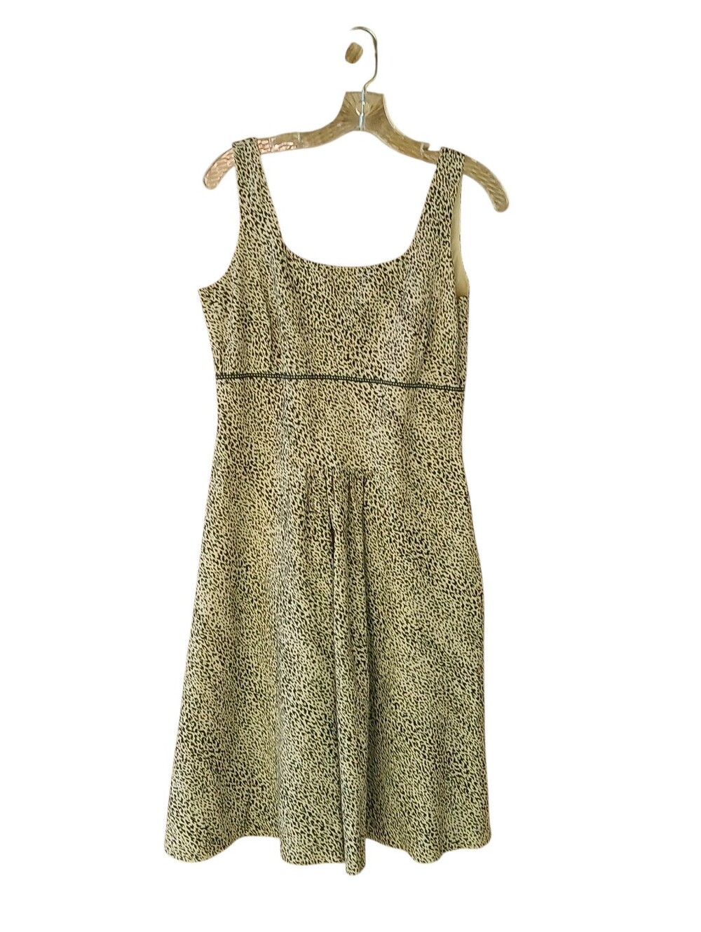 Lapis Tan & Black Print Sleeveless Linen & Cotton Midi Dress Medium